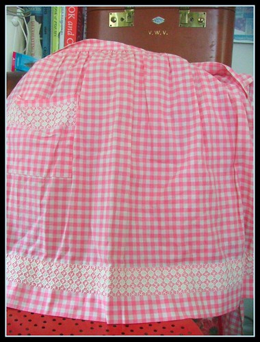 pink gingham apron
