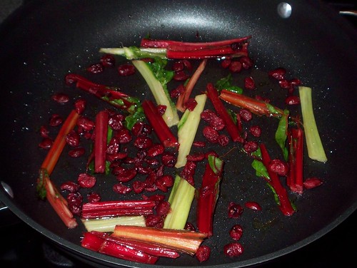 chard stems and cranberries