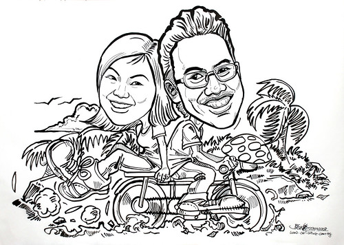 caricatures couple cycling ink 230408