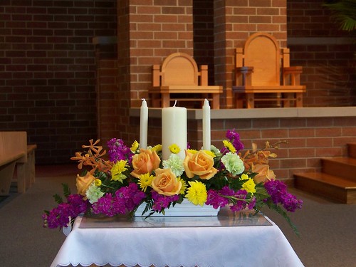 orange and yellow wedding A Colorful Centerpiece Unity Candle Centerpiece at