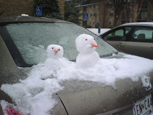 Snowmen on the Car next to me at home