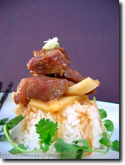 Vietnamese style stewed pork with coconut meat