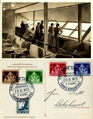 Postal interior del Hindenburg 20 de junio de 1936