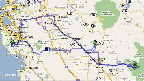 Route for our upcoming Camping Trip