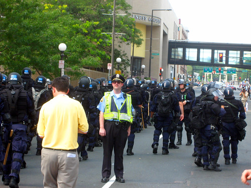 cops marching away
