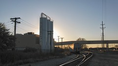 Sunset on an industrial siding. Chicago Illinois. October 2008.