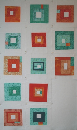 orange and teal quilt