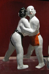 Figure of 2 sumo wrestlers, Ashmolean Museum, ...