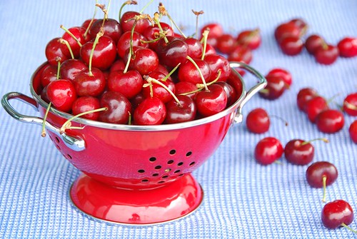 cherries red colander
