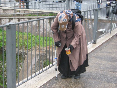 Beggar woman at the Forum