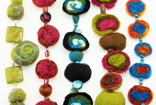 colorful felted beads