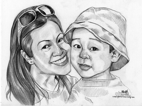 pencil portraits of mother and son 121108