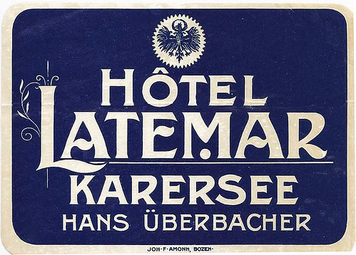 Hotel Latemar Italy Luggage Label by Art of the Luggage Label