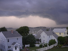 Storm approaching Hull from across Boston Harbor
