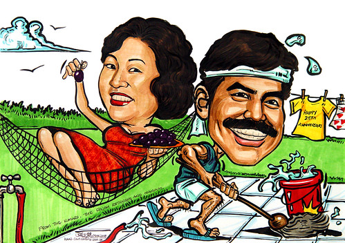 Couple caricatures Queen and Househusband