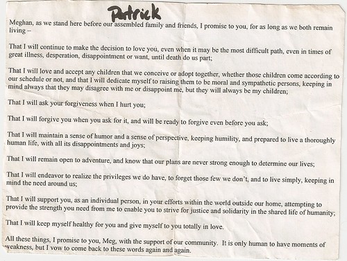Patrick's vows, July 31, 2004