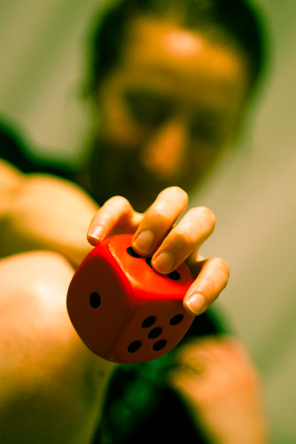 A soft red dice...you can chew on it