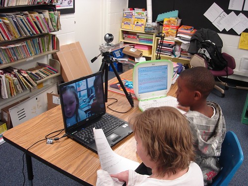 Students in Brian Crosby's classroom using Skype
