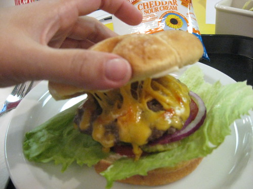 Weeneez cheeseburger w/ everything & cheddar!