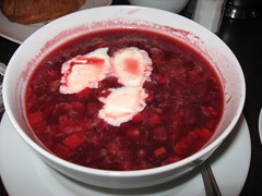 Petrossian: Petrossian signature borscht - warmed (with creme fraiche)