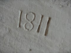 "1811", graffito de prisonnier, Tour de l'Horloge, Saint-Jean d'Angély, 13 juillet 2008