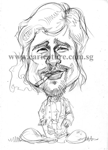 Celebrity caricatures - Brad Pitt pencil sketch watermark