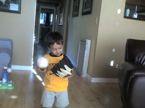 Mason and his first baseball glove