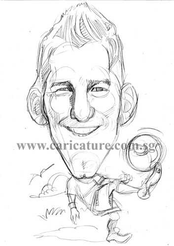 Caricature of Bastian Schweinsteiger pencil sketch watermark