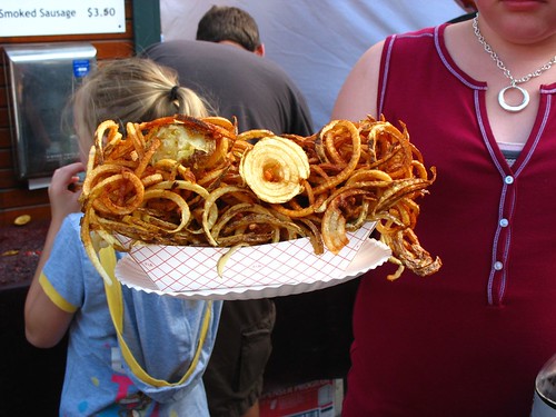 curly fries and onions as big as two heads