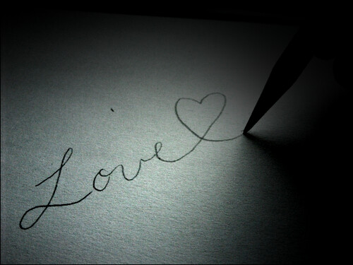 Pencil, paper, black-and-white love note
