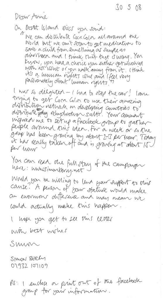 Letter to Annie Lennox - 30/5/08