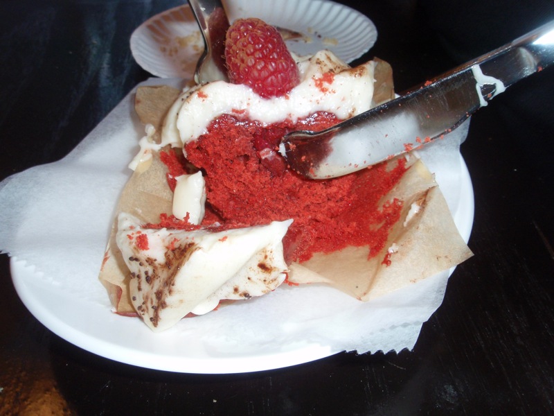 Raspberry red velvet cupcake from Sweet Revenge = delicious
