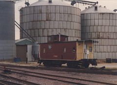 Privately owned former Rock Island caboose. Richfield Illinois. October 1989.