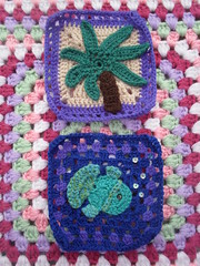 Squares for our 'Tropical Challenge' are just wonderful! Sequins for the Bubbles, how cool!