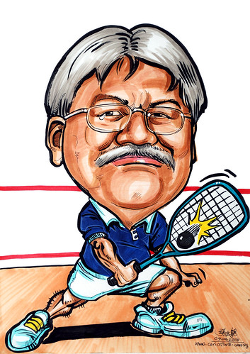Caricature squash player