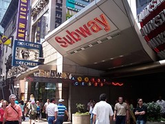 entrance to Times Square subway station (public domain)
