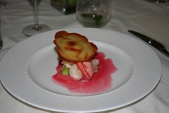 French Laundry Butter Poached Lobster with Beet Essence and Pommes Maxim
