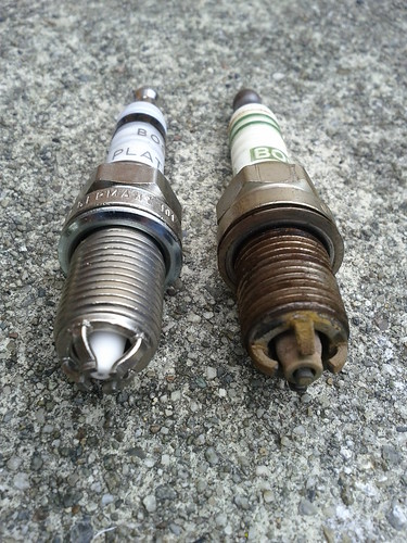 Old and New Spark Plugs