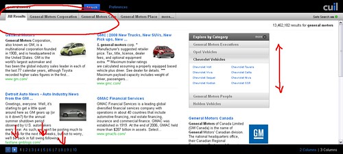 General Motors search results on Cuil