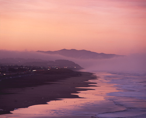 ocean beach fog bank sunrise