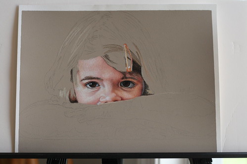 In progress photo of as yet untitled Colored Pencil drawing.