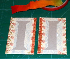 Attaching a fabric strip to create the spine of the book