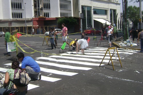 citizens paint a crosswalk in Mexico City (by: Camina Haz Ciudad via This Big City)