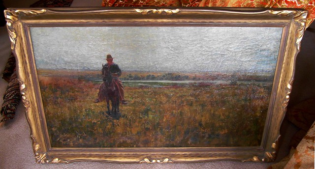 Home sweet home - 1904 - 1907 J.S. Gordon (John Sloan Gordon) oil painting of a Lone rider