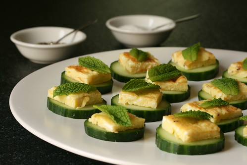 Egg, Mint and Cucumber Canapes