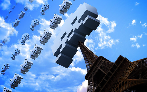eiffel tower wallpaper. Space Invaders: Eiffel Tower