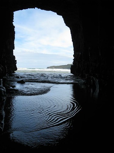 looking out of the caves