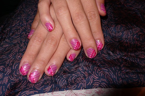 Girly nail design with pink shades