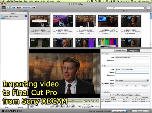 Importing video to Final Cut Pro from Sony XDCAM