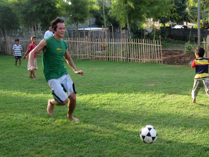 Playing football in Indonesia